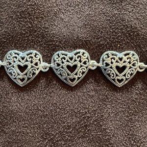 3/$20 - Silver Tone Filigree Heart Bracelet